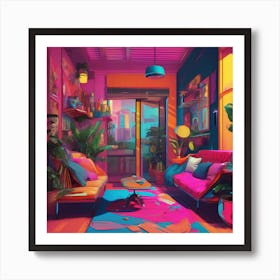 Psychedelic Living Room Art Print