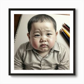 Chinese Baby Drawing Art Print