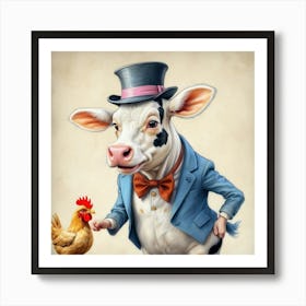 Cow In Top Hat Art Print