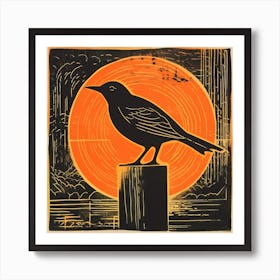 Retro Bird Lithograph Dipper 3 Art Print