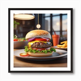 Burger On A Plate 148 Art Print