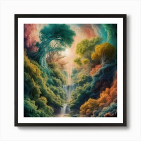 Waterfall In The Forest Art Print