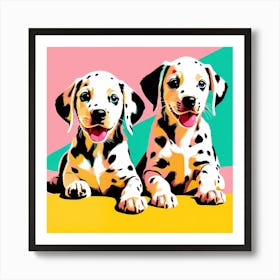 'Dalmatian Pups' , This Contemporary art brings POP Art and Flat Vector Art Together, Colorful, Home Decor, Kids Room Decor, Animal Art, Puppy Bank - 38th Art Print