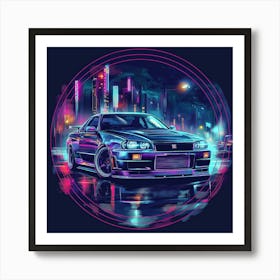 Neon Nissan Gtr Art Print