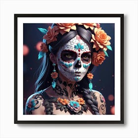 Flower skull Art Print