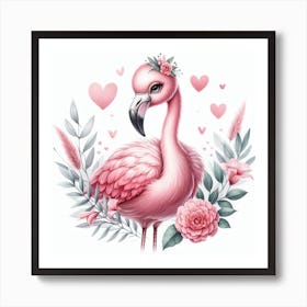 Valentine's day, Flamingo Art Print