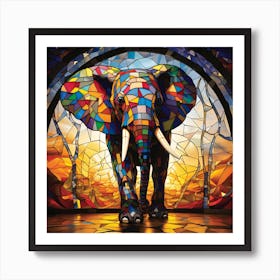 Stained Glass Elephant Art Print