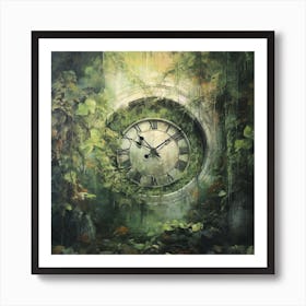 Clock In The Forest Art Print