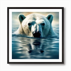 Polar Bear reflected in Arctic Sea Art Print