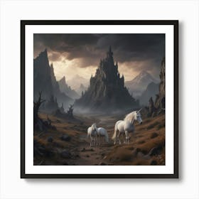 Unicorns In The Mountains 1 Art Print