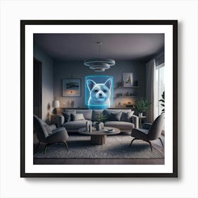 Living Room With A Dog Art Print