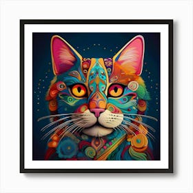 Colorful Cat Art Print