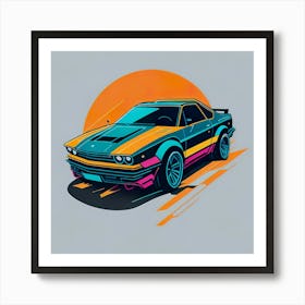 Car Colored Artwork Of Graphic Design Flat (105) Art Print