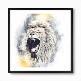 Lion Art Illustration In A Photomontage Style 08 Art Print