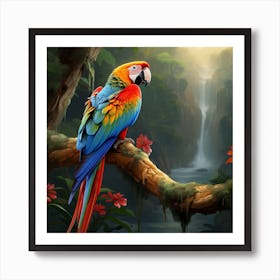 Macaw Parrot In Tree 4 Art Print