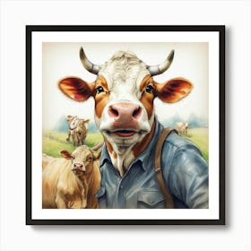 Cow And Calf 2 Art Print