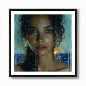 Girl At The Beach Art Print