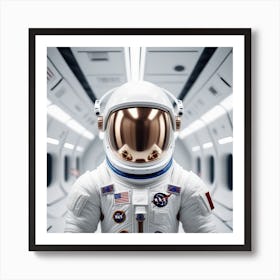 Astronaut Day Spaceman In White Space Suit Costume Open Glass Helmet 0 Art Print