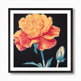 Carnation Dianthus 6 Pop Art Illustration Square Art Print