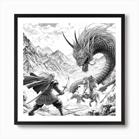 Dragon And The Man Art Print