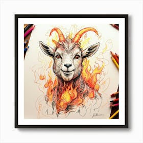 Goat On Fire 64 Art Print