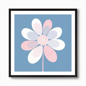 A White And Pink Flower In Minimalist Style Square Composition 75 Art Print