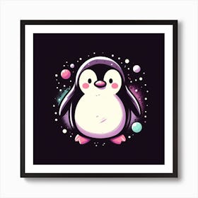 Penguin In Space Art Print