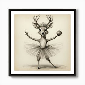 Deer Ballerina 9 Art Print