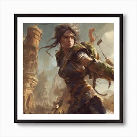 Girl With A Sword Art Print