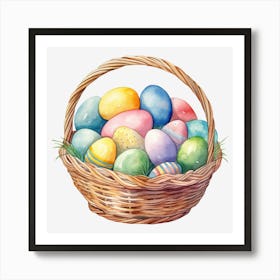 Easter Eggs In Basket 1 Art Print