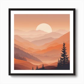 Misty mountains background in orange tone 39 Art Print