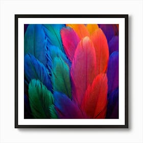 Firefly Multicolored, Feather, Bird, Blue, Yellow, Red, Purple, Pink, Green, Vibrant, Colorful, Intr (2) Art Print