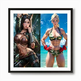 Two Females In Bikinis Art Print