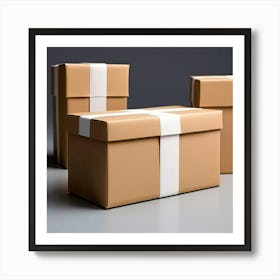 Three Brown Boxes Art Print