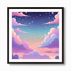 Sky With Twinkling Stars In Pastel Colors Square Composition 304 Art Print