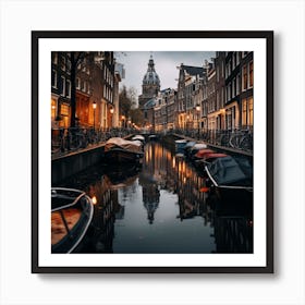 Amsterdam Canal In Early Evening Light Art Print