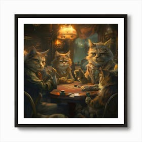 Cats Friday night Poker Game Art Print