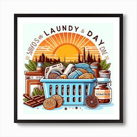 Laundry day and laundry basket Art Print
