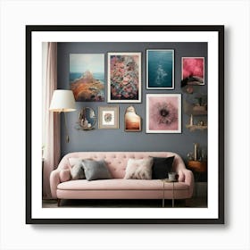 Pink Couch Living Room Art Print