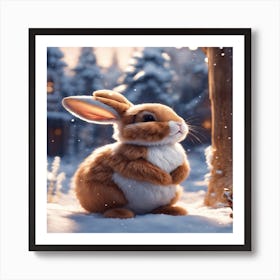 Rabbit In The Snow Art Print