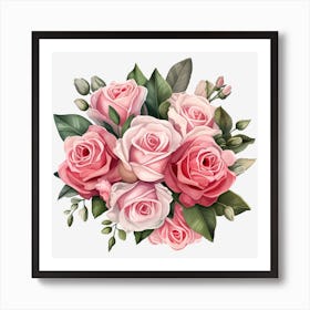 Bouquet Of Pink Roses Art Print