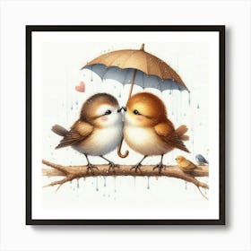 Birds In The Rain 2 Art Print