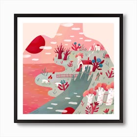 My Happy Place Square Art Print