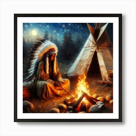 Indian Chief Painting Art Print