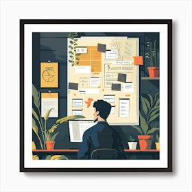 Man Working At His Desk Art Print