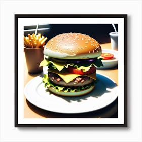 Hamburger On A Plate 28 Art Print