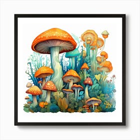 Mushrooms In The Forest 44 Art Print