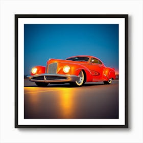 Classic Car At Night Art Print