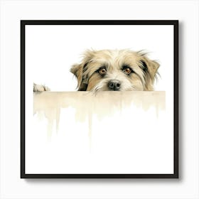 Dog Peeking Over The Wall 35 Art Print