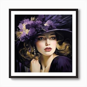 Lady In Purple Hat Art Print